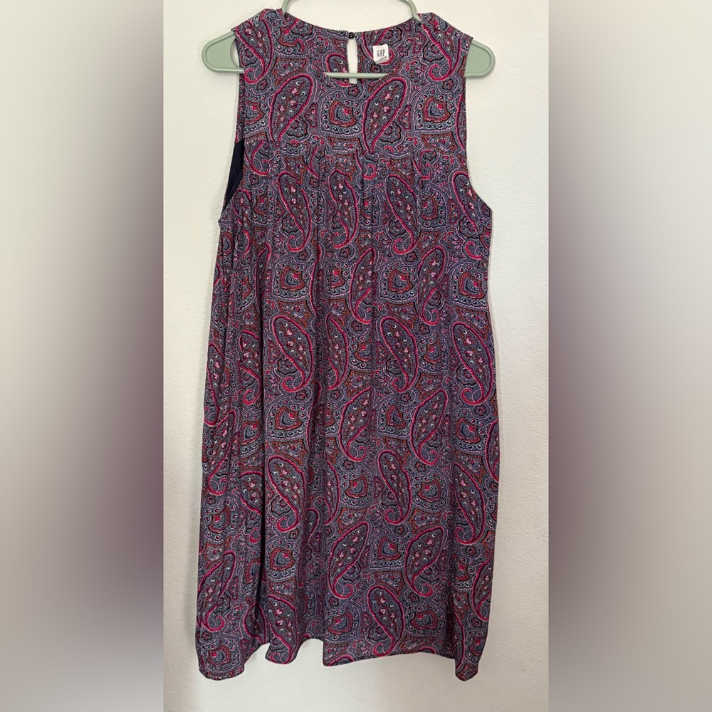 GAP Paisley Midi Dress - Navy Blue and Pink size L